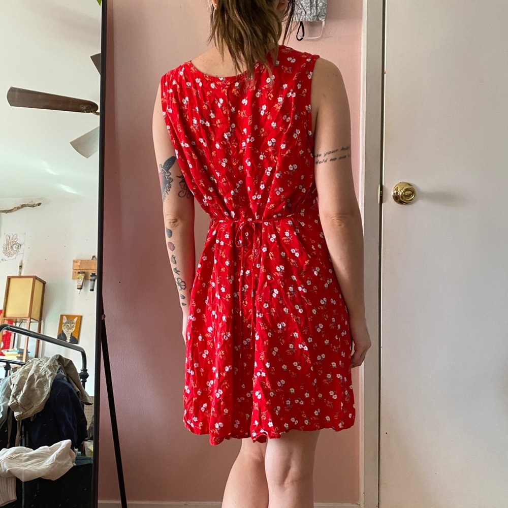 Red Vintage Floral Summer Dress